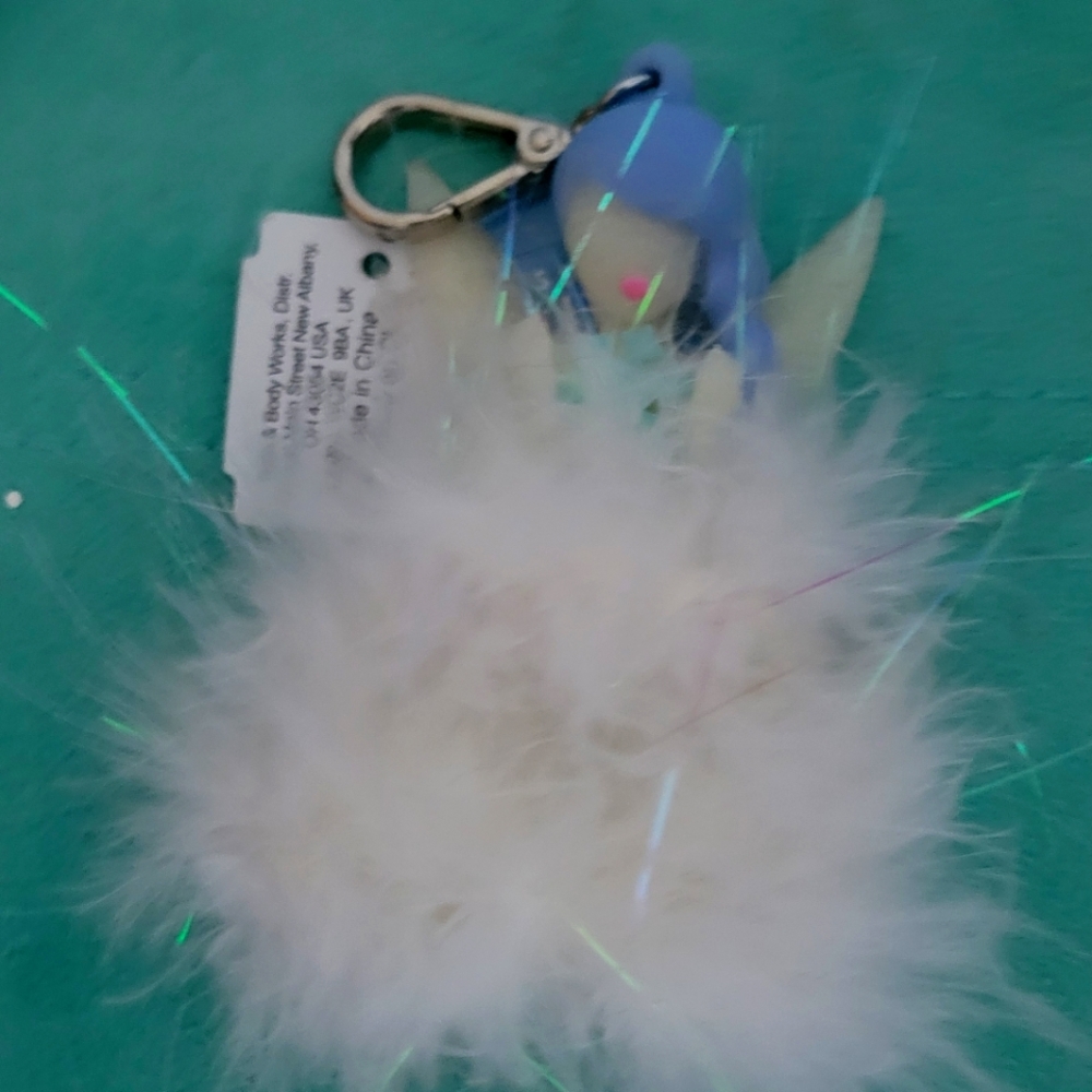 NWT, Discontinued BBW Plush Fairy Keychain Pocket Bac Holder - Blue and White